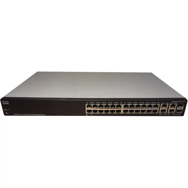 Cisco SF300-24PC1 | Small Business 300 Series SF300-24P 24 X Ports Poe 10/100Base-Tx + 2 X Ge RJ-45 Ports + 2 X Combo Sfp Mini-Gbic Ports Layer 3 Managed 1U Rack-Mountable Fast Ethernet Network Switch-image