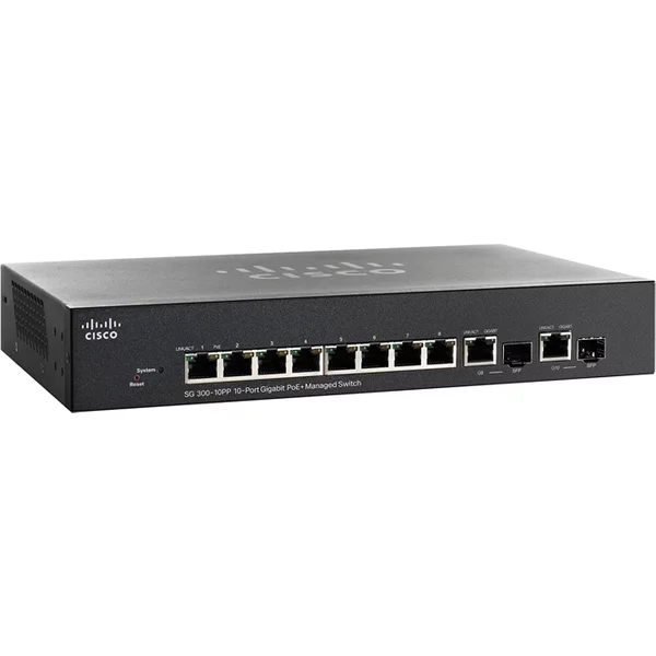 Cisco SG300-10PP-K9 | 10-Ports 10/100/1000 Gigabit Poe Managed Switch-image
