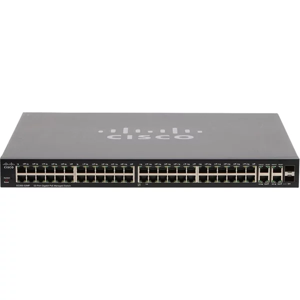 Cisco SG300-52MP-K9-NA | Small Business 300 Series RJ-45 Poe+ 48 X Ports 10/100/1000Base-T + 4 X Combo Gigabit Sfp Layer 3 Managed Desktop Rack Mountable 1U Gigabit Ethernet Switch-image