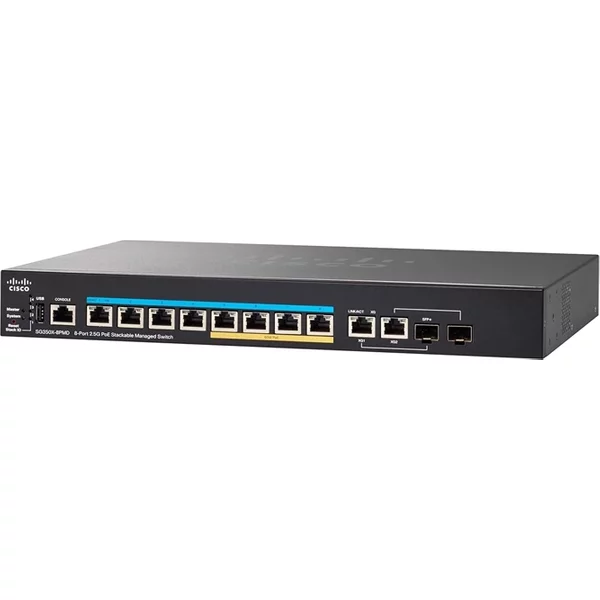 Cisco SG350X-8PMDK9NA-RF | Small Business 350X Series SG350X-8PMD 8 X Ports Poe+ 2.5Gbase-T + 2 X Ports 10Gbase-T Combo Sfp+ Stackable Rack-Mountable Layer 3 Managed Gigabit Ethernet Network Switch-image