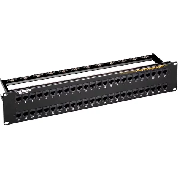 Black Box JPM820A | 48 X Ports RJ-45 2U Rack-Mountable CAT6 Feed-Through Patch Panel-image