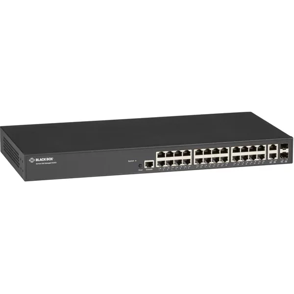 Black Box LGB1126A-R2 | 24 X Ports 1000Base-T RJ-45 + 2 X Ports 1000Base-X Sfp Rack-Mountable Layer 2 Managed Gigabit Ethernet Network Switch-image