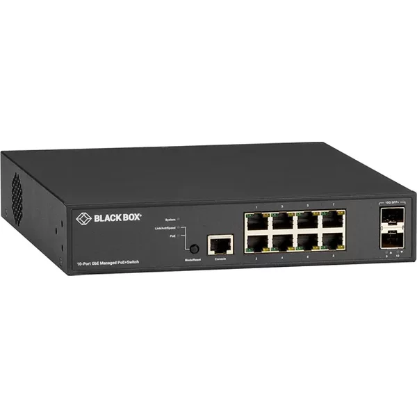 Black Box LPB3010A | LPB3000 Series 8 X Ports 1000Base-T Poe+ RJ-45 + 2 X Port 10Gbe Sfp+ Layer 2 Managed Gigabit Ethernet Network Switch-image