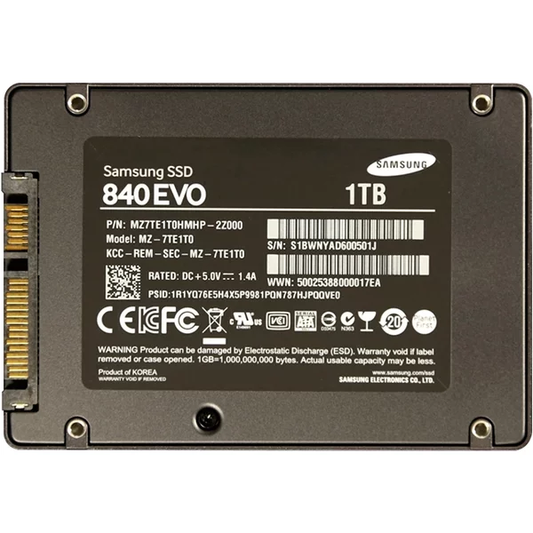 Samsung MZ-7TE1T0BW | 840 Evo Series 1TB Triple-Level-Cell Sata 6Gb/S 7Mm 2.5-Inch Solid State Drive-image