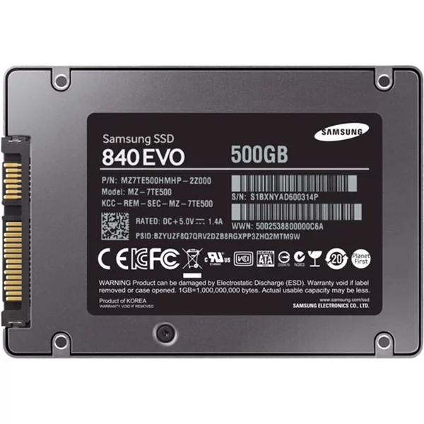 Samsung MZ-7TE500LW | 840 Evo Series 500GB 2.5-Inch 6Gb/S Sata 512MB Cache V-NAND 3Bit Mlc Solid State Drive-image