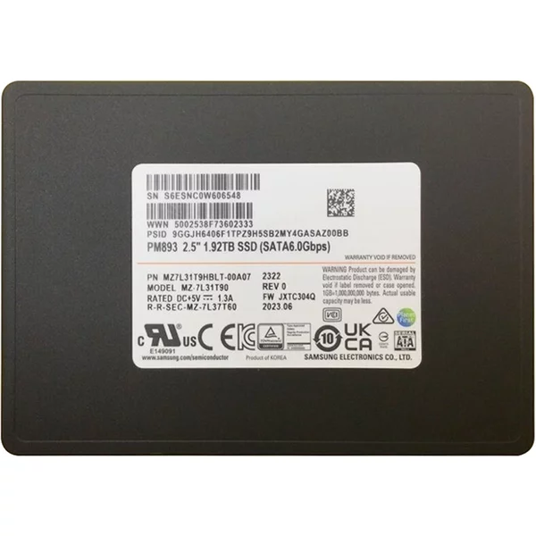 Samsung MZ7L31T9HBLT-00A07 | PM893 Series 1.92TB 2.5-Inch 6Gb/S Sata V-NAND Tlc Solid State Drive-image