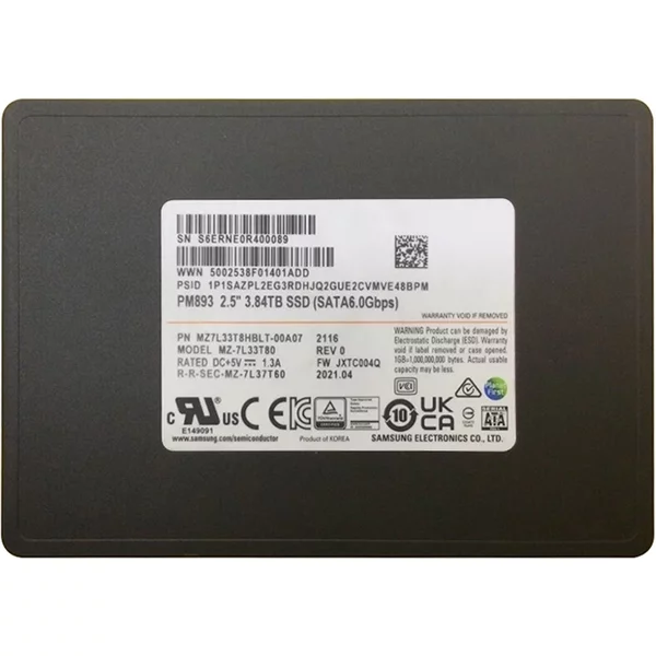 Samsung MZ-7L33T80 | PM893 Series 3.84TB 2.5-Inch 6Gb/S Sata V-NAND Tlc Solid State Drive-image