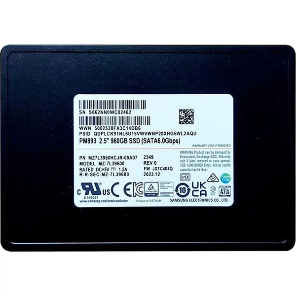 Samsung MZ7L3960HCJR-00A07 | PM893 Series 960GB 2.5-Inch 6Gb/S Sata V-NAND Tlc Solid State Drive-image