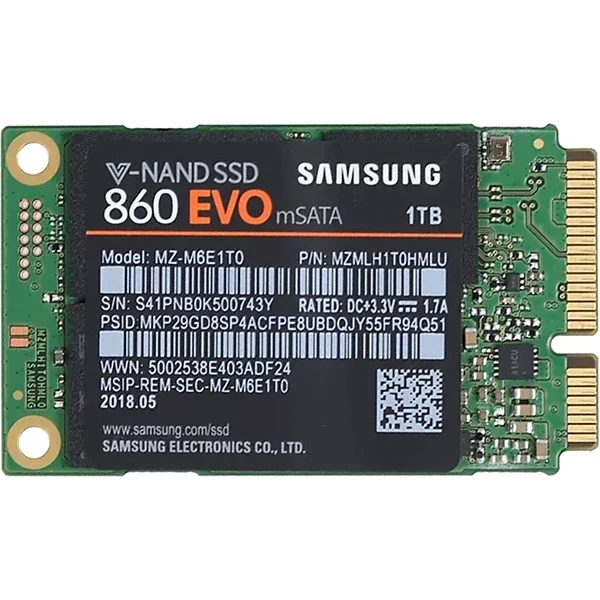 Samsung MZ-M6E1T0BW | 860 Evo Series 1TB Msata 6Gb/S Sata 1GB Cache V-NAND 3Bit Mlc Solid State Drive-image