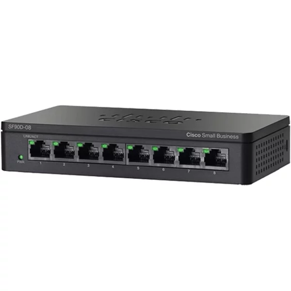 Cisco SF90D-08-SG | 90 Series SF90D-08 8 X Ports 10/100Base-T Unmanaged Fast Ethernet Network Switch-image