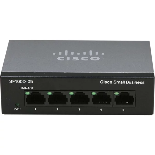 Cisco SF100D-05 | Small Business 100 Series SF100D-05 5 X 10/100Base-Tx RJ-45 Ports Layer 2 Unmanaged Fast Ethernet Network Desktop Switch-image