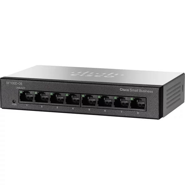 Cisco SF100D-08-NA | Small Business 100 Series SF100D-08 8 X 10/100Base-Tx RJ-45 Ports Layer 2 Unmanaged Fast Ethernet Network Desktop Switch-image