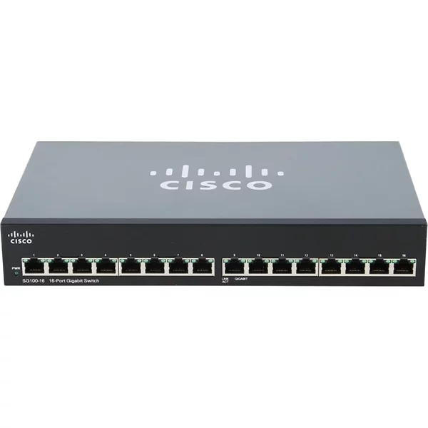 Cisco SG100-16-NA | Small Business 100 Series SG100-16 16 X 10/100/1000Base-T RJ-45 Ports Layer 2 Unmanaged Rack-Mountable Gigabit Ethernet Network Switch-image
