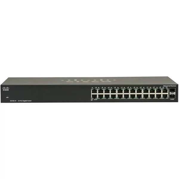 Cisco SG100-24 | Small Business 100 Series SG100-24 22 X 10/100/1000Base-T RJ-45 Ports And 2 X 1Gbe RJ-45/SFP Combo Ports Layer 2 Unmanaged Rack-Mountable Gigabit Ethernet Network Switch-image
