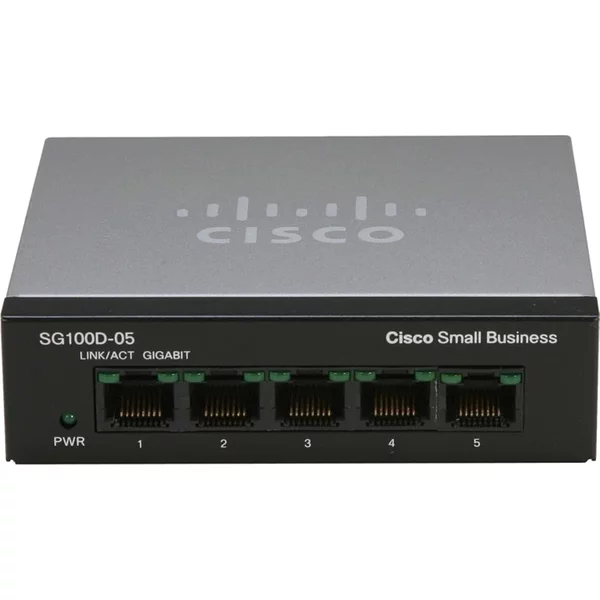 Cisco SG100D-05 | Small Business 100 Series SG100D-05 5 X 10/100/1000Base-T RJ-45 Ports Layer 2 Unmanaged Gigabit Ethernet Network Desktop Switch-image