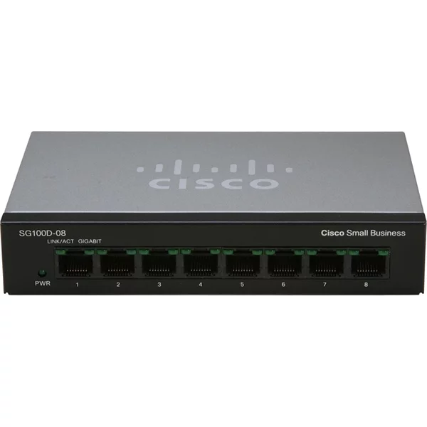 Cisco SG100D-08-NA-RF | Small Business 100 Series SG100D-08 8 X 10/100/1000Base-T RJ-45 Layer 2 Unmanaged Gigabit Ethernet Network Desktop Switch-image