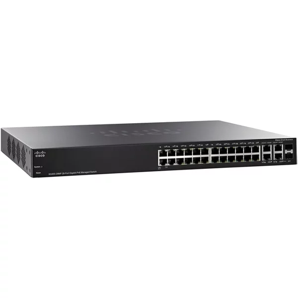 Cisco SG300-28MP-K9-NA | Small Business 300 Series Poe RJ-45 28 X Ports 10/100/1000Base-T + 2 X Combo Gigabit Sfp Layer 3 Managed Desktop Rack Mountable 1U Gigabit Ethernet Switch-image