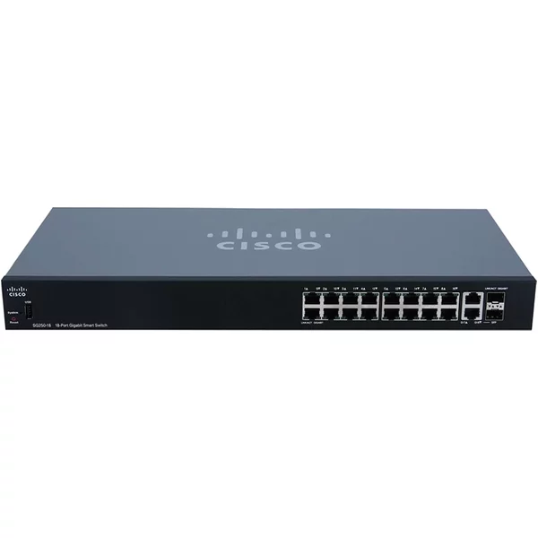 Cisco SG250-18 | Small Business 250 Series 16 X Ports 10/100/1000Base-T + 2 X Ports Combo Sfp Rack-Mountable Layer 3 Managed Gigabit Ethernet Network Switch-image