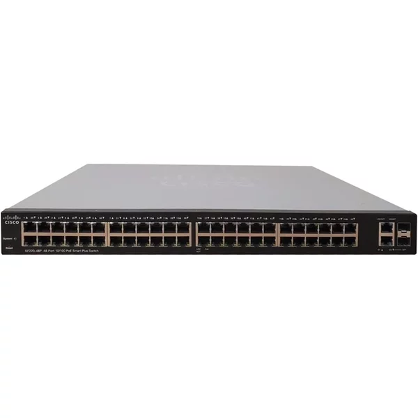 Cisco SF220-48P | Small Business SF220 Series 48 X Ports Poe+ 10/100Base-Tx + 2 X Gbe Ports + 2 X Sfp Ports Layer 2 Managed Rack-Mountable Fast Ethernet Network Switch-image