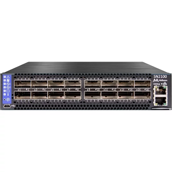 Nvidia Mellanox MSN2100-BB2R | Spectrum-Based 40Gbe 1U Open Ethernet Switch With Mellanox Onyx, 16 QSFP28 Ports, 2 Power Supplies (Ac), Short Depth, Rangeley Cpu, C2P Airflow, Rail Kit Must Be Purchased Separately-image