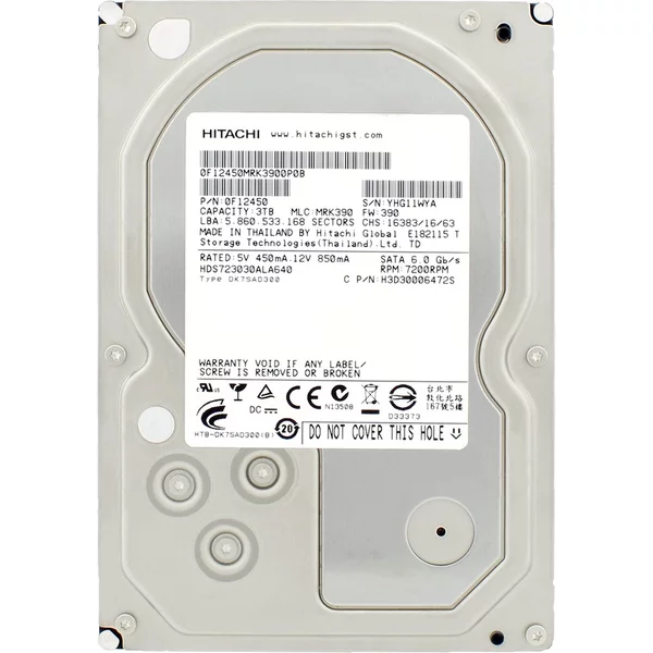 Hitachi HDS723030ALA640 | Deskstar 7K3000 Series 3TB 7200RPM Sata 6Gb/S 64MB Cache (512) 3.5-Inch Hard Drive-image