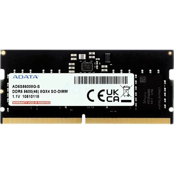Adata AD5S56008G-S | 8GB Ddr5-5600Mhz PC5-44800 Non-Ecc Unbuffered Sodimm CL46 1Rx16 1.1V 262-Pin Memory Module-image