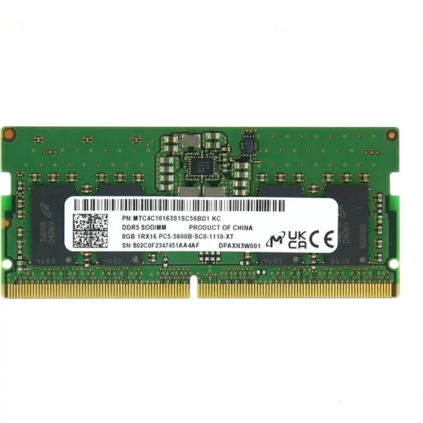 Micron MTC4C10163S1SC56BD1 | 8GB Ddr5-5600Mhz PC5-44800 Non-Ecc Unbuffered Sodimm CL46 1Rx16 1.1V 262-Pin Memory Module-image