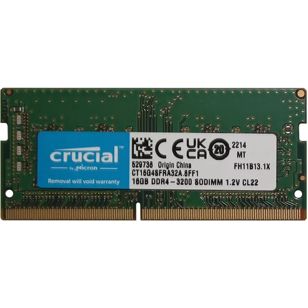 Crucial CT16G4SFRA32A.8FF1 | 16GB Ddr4-3200Mhz PC4-25600 Non-Ecc Unbuffered Sodimm CL22 2Rx8 1.2V 260-Pin Memory Module-image