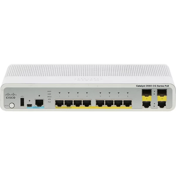 Cisco WS-C3560CG-8PC-S-RF | Catalyst 3560-C Series 3560CG-8PC 8 X 10/100/1000Base-T RJ-45 Poe+ And 2 X 1G RJ-45/SFP Dual Purpose Uplink Ports Layer 2 Managed Gigabit Ethernet Network Switch-image