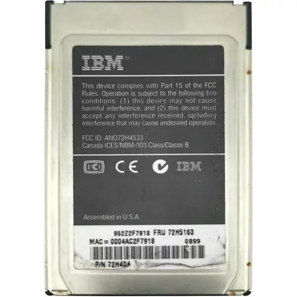 Ibm 72H5163NODGL | Lenovo 10Base-T Pcmcia Etherjet Pc Card-image