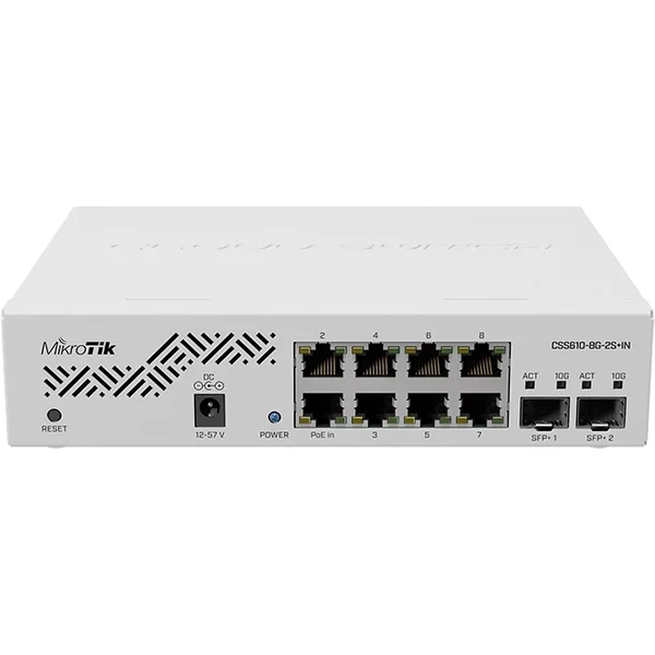 Mikrotik CSS610-8G-2S+IN | 8X1Gbe With 2X 10Gbe Sfp+ Ports Fiber Connectivity Portable Powerfulcloud Smart Switch-image