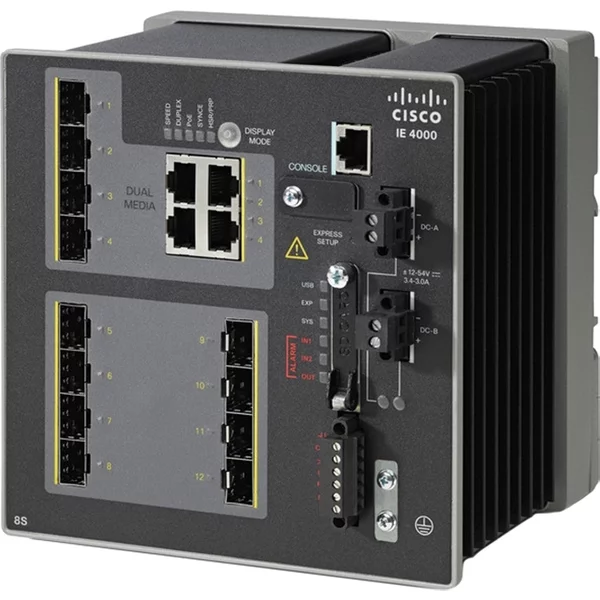 Cisco IE-4000-8S4G-E-RF | Industrial Ethernet 4000 Series 8 X Ports Sfp 10/100Base-T + 4 X Ports Combo Gigabit Sfp Layer 3 Managed Fast Ethernet Network Switch-image