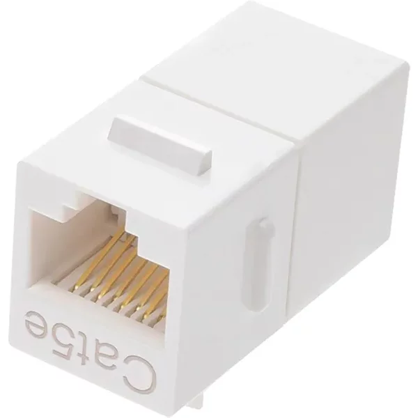 Monoprice 7302 | Cat5E RJ45 Inline Coupler Type Feedthrough Keystone Jack White-image