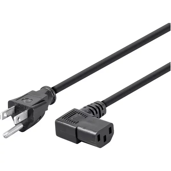 Monoprice 7679 | Right Angle Power Cord Nema 5-15P To Right Angle Iec 60320 C13 16AWG 13A/1625W Sjt 125V Black 3Ft-image