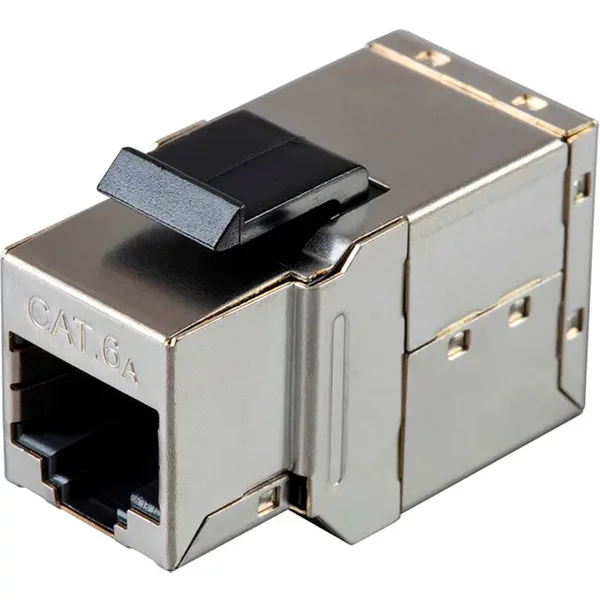 Monoprice 33869 | Cat6A 10G Shielded RJ45 Inline Coupler Type Feedthrough Keystone Jack Silver-image