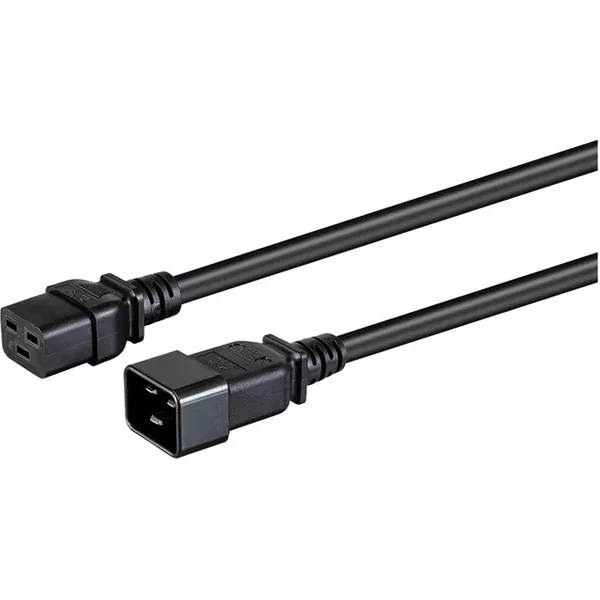 Monoprice 35059 | Heavy Duty Extension Cord Iec 60320 C20 To Iec 60320 C19 12AWG 20A Sjtw 250V Black 6Ft-image