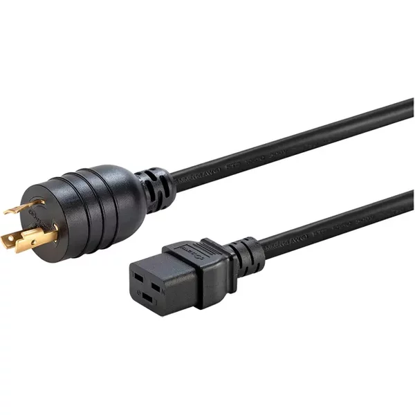 Monoprice 40099 | Heavy Duty Power Cord Locking Nema L6-20P To Iec 60320 C19 12AWG 20A/2500W Sjt 250V Black 6Ft-image