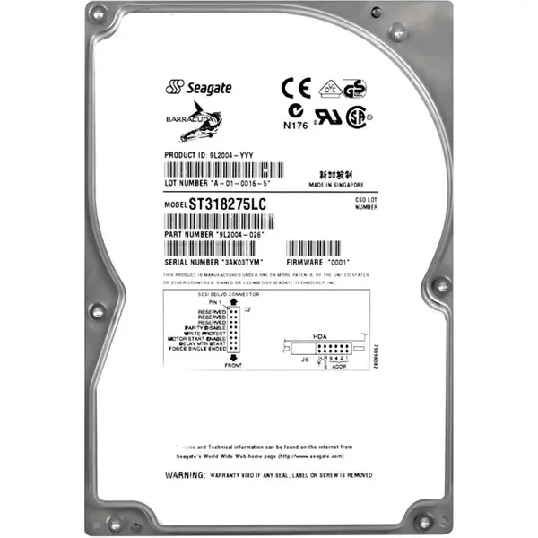 Seagate 9L2004-026 | Barracuda 18LP Series 18GB 7200RPM Wide Ultra2 Scsi 1MB Cache (Ce) 80-Pin 3.5-Inch Hard Drive-image
