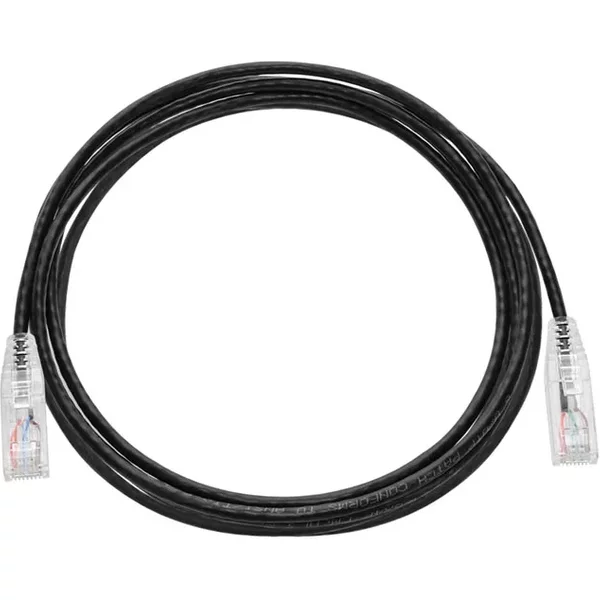 Monoprice 13537 | Cat6 Component Level Ethernet Cable SlimRun Pure Bare Copper UTP 28AWG 550MHz Snagless RJ45 7ft Black
