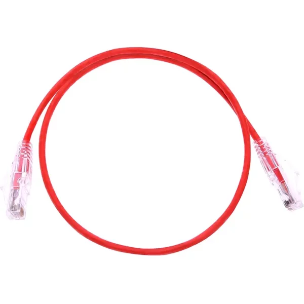 Monoprice 14802 | Cat6 Component Level Ethernet Cable SlimRun Pure Bare Copper UTP 28AWG 550MHz Snagless RJ45 2ft Red