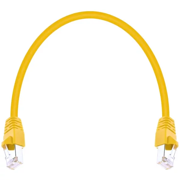 Monoprice 24325 | Cat6A Ethernet Patch Cable Snagless RJ45 550MHz STP Pure Bare Copper Wire 10G 26AWG 1ft Yellow
