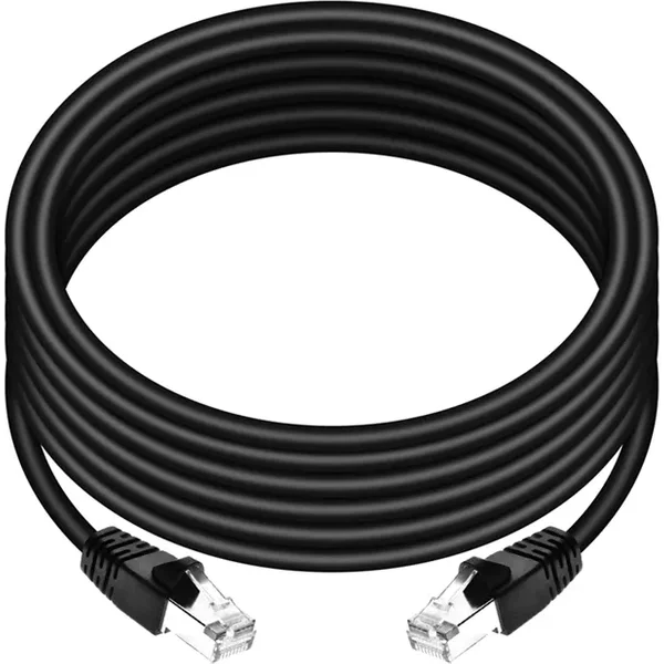 Monoprice 24376 | Cat6A Ethernet Patch Cable Snagless RJ45 550MHz STP Pure Bare Copper Wire 10G 26AWG 20ft Black