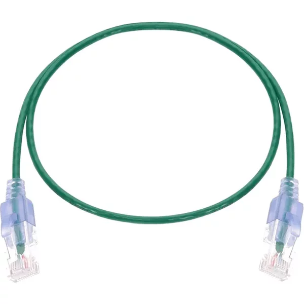 Monoprice 29441 | Cat6A Ethernet Patch Cable SlimRun Snagless RJ45 550MHz UTP Pure Bare Copper 10G 30AWG 10-Pack 2ft Green