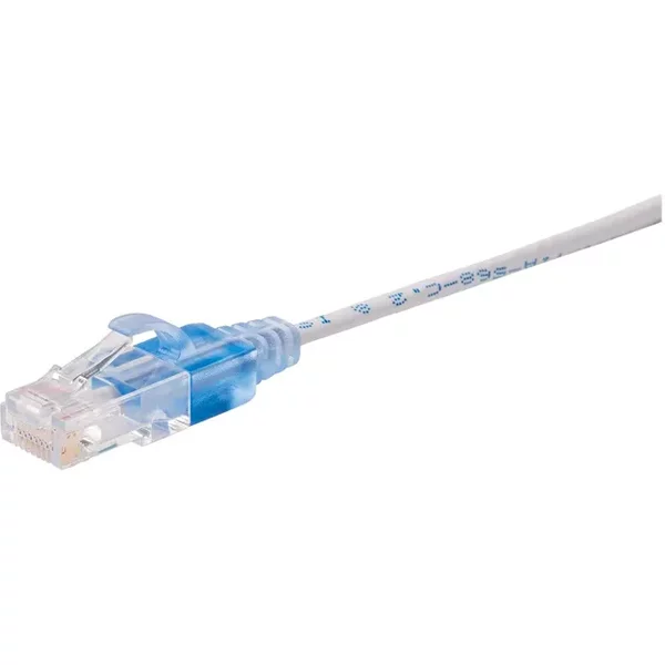Monoprice 29447 | Cat6A Ethernet Patch Cable SlimRun Snagless RJ45 550MHz UTP Pure Bare Copper 10G 30AWG 5-Pack 0.5ft White