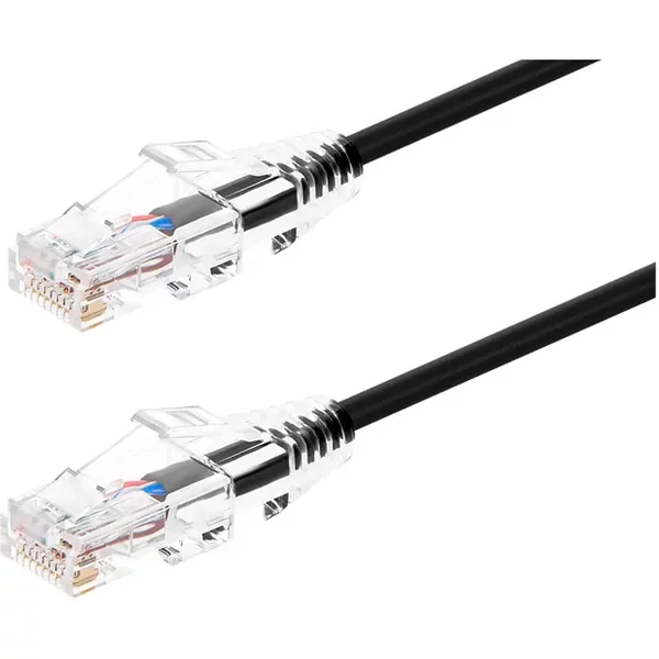 Monoprice 34631 | Cat6 Component Level Ethernet Cable SlimRun Pure Bare Copper UTP 28AWG 550MHz Snagless RJ45 30ft Black