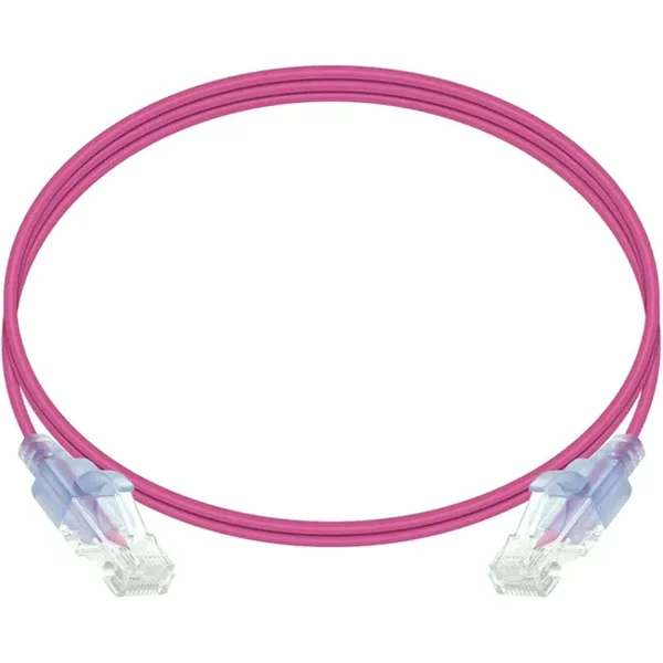 Monoprice 36202 | Cat6A Ethernet Patch Cable SlimRun Snagless RJ45 550MHz UTP Pure Bare Copper 10G 30AWG 5-Pack 7ft Pink
