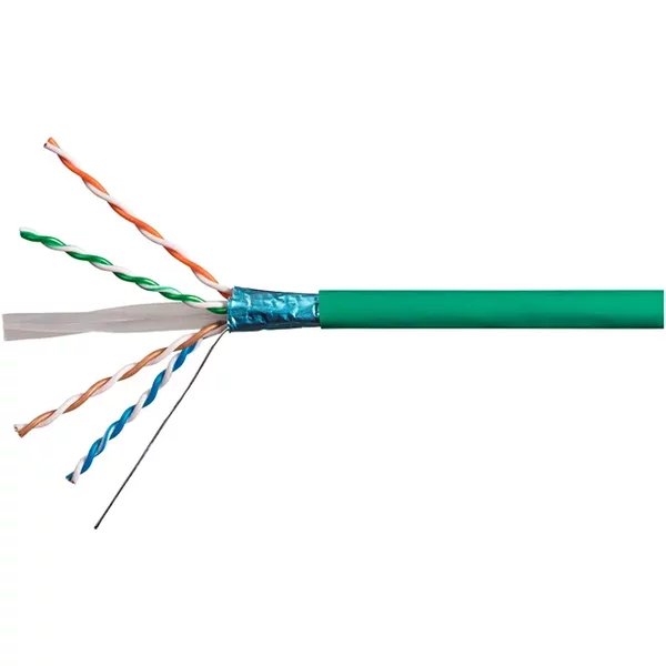 Monoprice 42345 | Cat6A Cmr Ethernet Cable Ul Taa Shielded (F/Utp) Solid 23AWG 550Mhz 10G Pure Bare Copper 500Ft Green-image