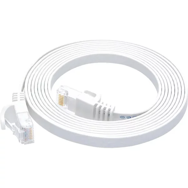 Monoprice 43077 | Cat6 Ethernet Patch Cable Flat FLEXboot Snagless RJ45 550MHz UTP Pure Bare Copper 30AWG 7ft White