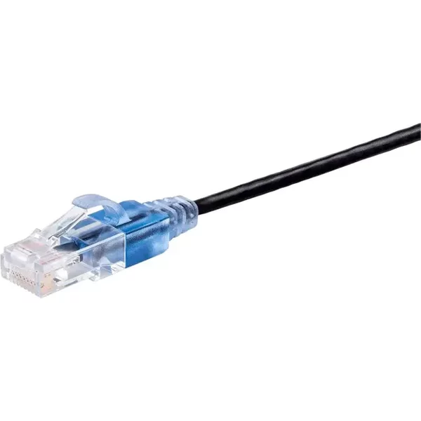 Monoprice 44508 | Cat6A Ethernet Patch Cable SlimRun UTP 30AWG 10G Pure Bare Copper Snagless RJ45 14ft Black