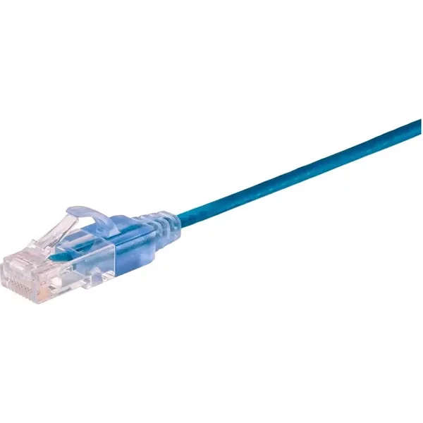 Monoprice 44513 | Cat6A Ethernet Patch Cable SlimRun UTP 30AWG 10G Pure Bare Copper Snagless RJ45 50ft Blue